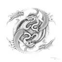 Dragon holding yin yang  tattoo design idea