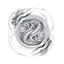 Dragon holding yin yang  tattoo design idea