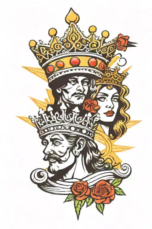 king crown and queen crown  tattoo design idea