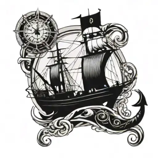 oceangoing master, vessel trafic service, tug master, ocean, wind, anchor tattoo design idea