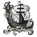 oceangoing master, vessel trafic service, tug master, ocean, wind, anchor tattoo design idea