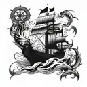 oceangoing master, vessel trafic service, tug master, ocean, wind, anchor tattoo design idea