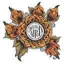 a forearm tattoo, which should contain the names Pappa, Amma and Arya.  prefered to be in a circle along with a small ci tattoo design idea