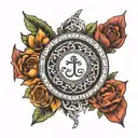 a forearm tattoo, which should contain the names Pappa, Amma and Arya.  prefered to be in a circle along with a small ci tattoo design idea