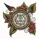 a forearm tattoo, which should contain the names Pappa, Amma and Arya.  prefered to be in a circle along with a small ci tattoo design idea