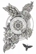 a forearm tattoo, which should contain the names Pappa, Amma and Arya.  prefered to be in a circle and wings tattoo design idea