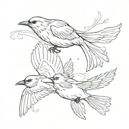 3 little birds flying tattoo design idea