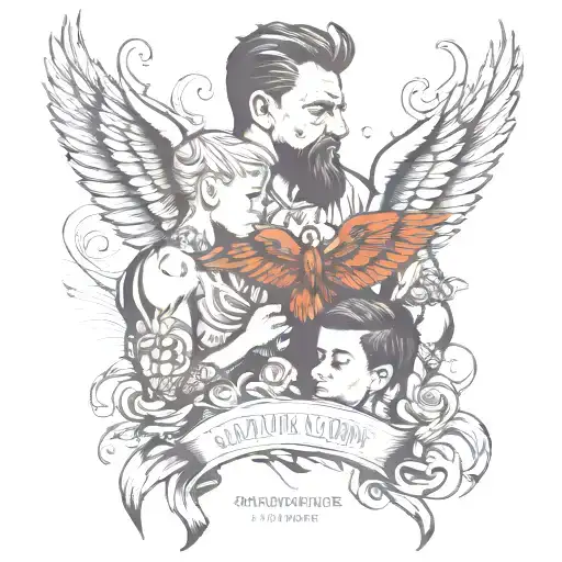 dad and son/ sacrifice today for a better tomorrow tattoo design idea