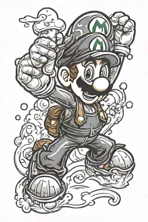 super mario bros universe tattoo design idea