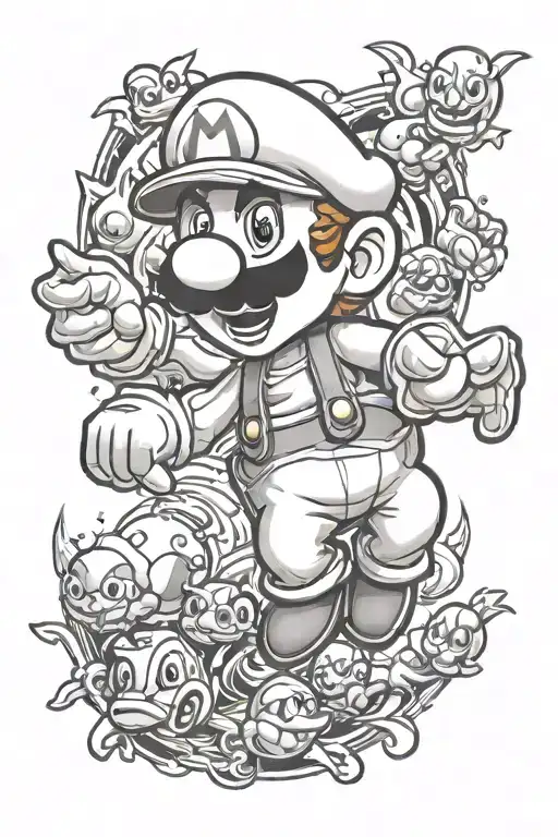 super mario in baby  tattoo design idea