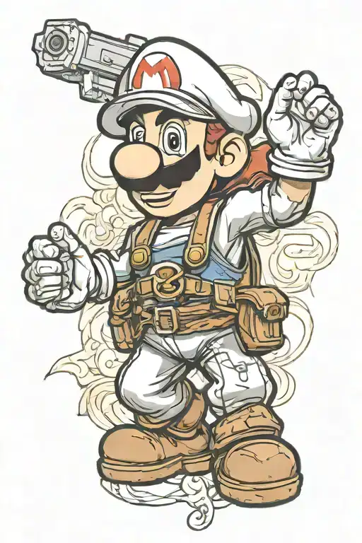 super mario in asassins creed outfit inspired tattoo design idea