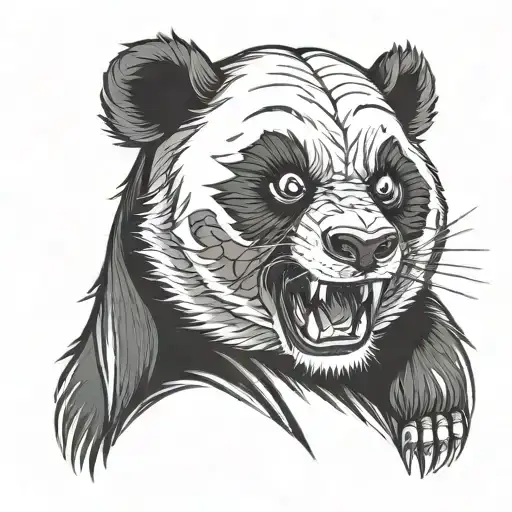 angry panda tattoo design idea