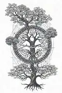 tree of life with rootsh showing birth, death and rebirth tattoo design idea