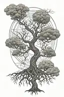 tree of life with rootsh showing birth, death and rebirth tattoo design idea