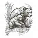 bear with cub tattoo design idea
