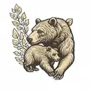 bear with cub tattoo design idea