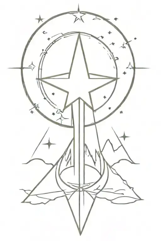 north star, traveller, focused,leader  tattoo design idea