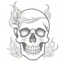skull and flames tattoo design idea