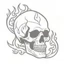 skull and flames tattoo design idea