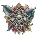 southern gothic cross tattoo design idea
