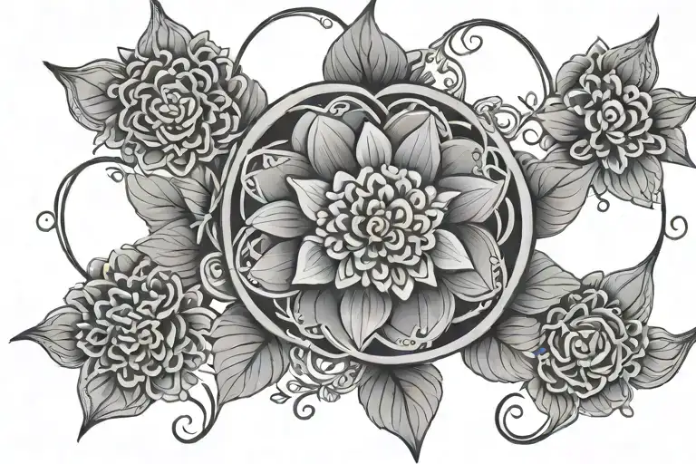 grey mandala galdiolus flower virgo zodiac sign tattoo design idea