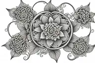 grey mandala galdiolus flower virgo zodiac sign tattoo design idea