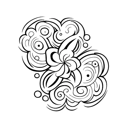 A minimalist surfboard adorned with Hawaiian flower patterns tattoo design idea