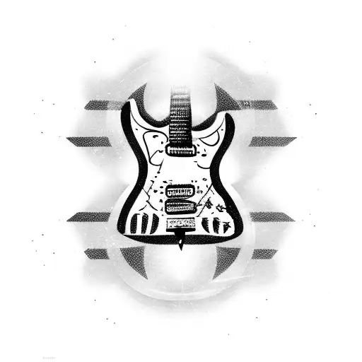 electric guitar front of the black hole tattoo design idea