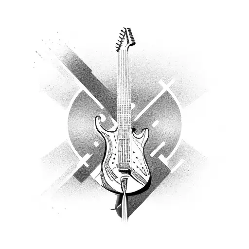 electric guitar front of the black hole tattoo design idea