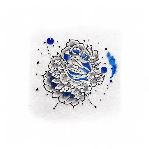 palabra mi negra entre un corazón y una rosa azul  tattoo design idea