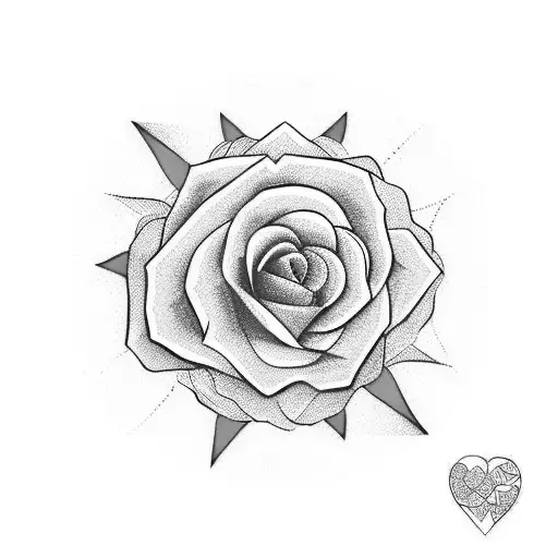 palabra mi negra entre un corazón y una rosa azul  tattoo design idea
