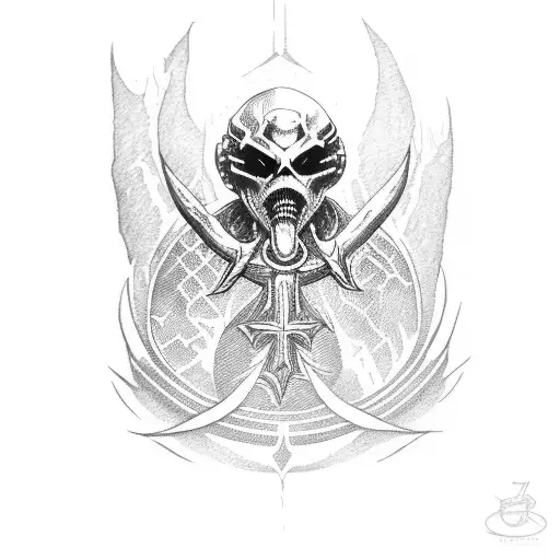 leviathan cross with slipknot logo tattoo design idea