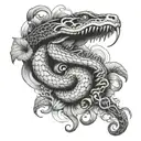 Smoke, snake & mushrooms tattoo design idea