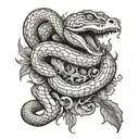 Smoke, snake & mushrooms tattoo design idea