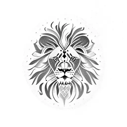 Tribal "Lion With Breeding" Tattoo Idea BlackInk AI