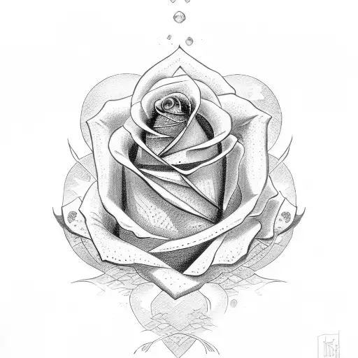 Lotus Rose And Dragon Tattoo Design