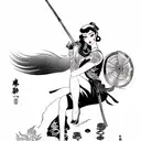 scythe girl with innocent looking face pin up 4k  tattoo design idea