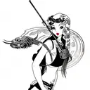 scythe girl with innocent looking face pin up 4k  tattoo design idea