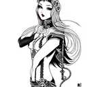 scythe girl with innocent looking face pin up 4k  tattoo design idea