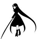 scythe girl with innocent looking face pin up tattoo design idea