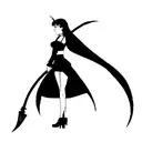 scythe girl with innocent looking face pin up tattoo design idea