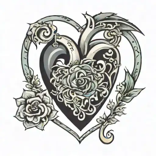 100 dollar inside a heart tattoo design idea
