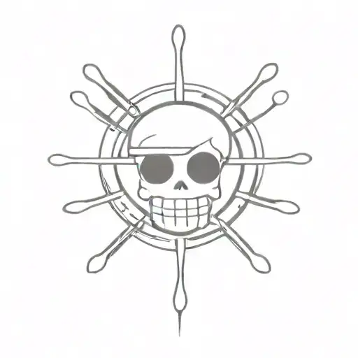jolly roger one piece sun  tattoo design idea