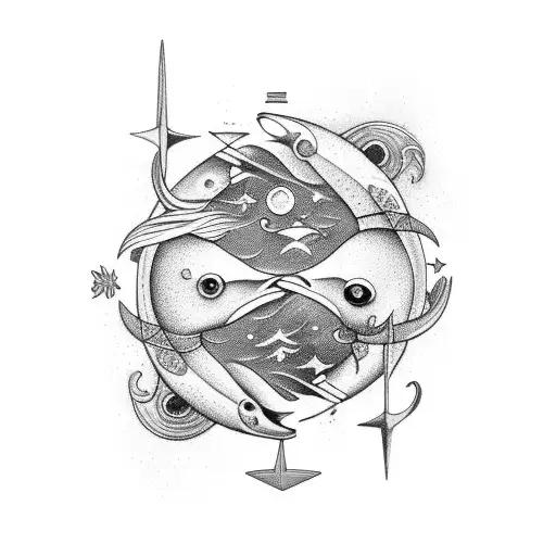 pisces and virgo constellation tattoo design idea