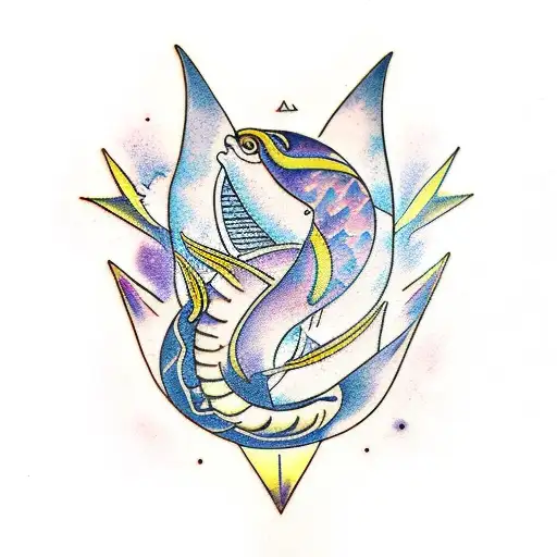 pisces and virgo zodiac sign tattoo design idea