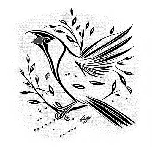 red cardinal on black background tattoo design idea