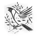 red cardinal on black background tattoo design idea