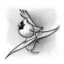 red cardinal on black background tattoo design idea