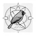 red cardinal on black background tattoo design idea