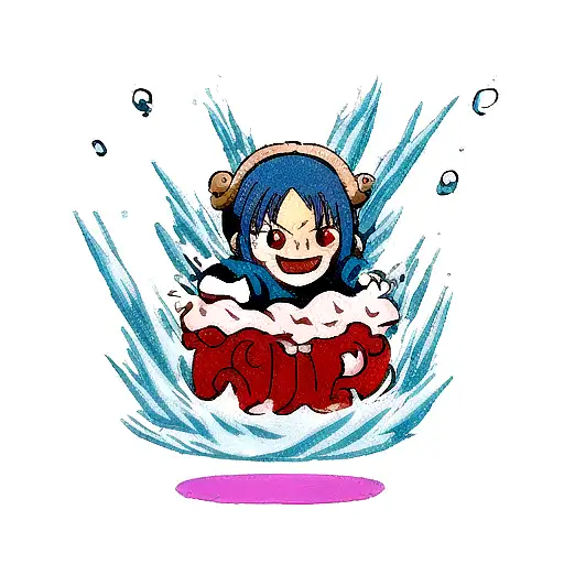 one piece and demon slayer anime with water tattoo design idea